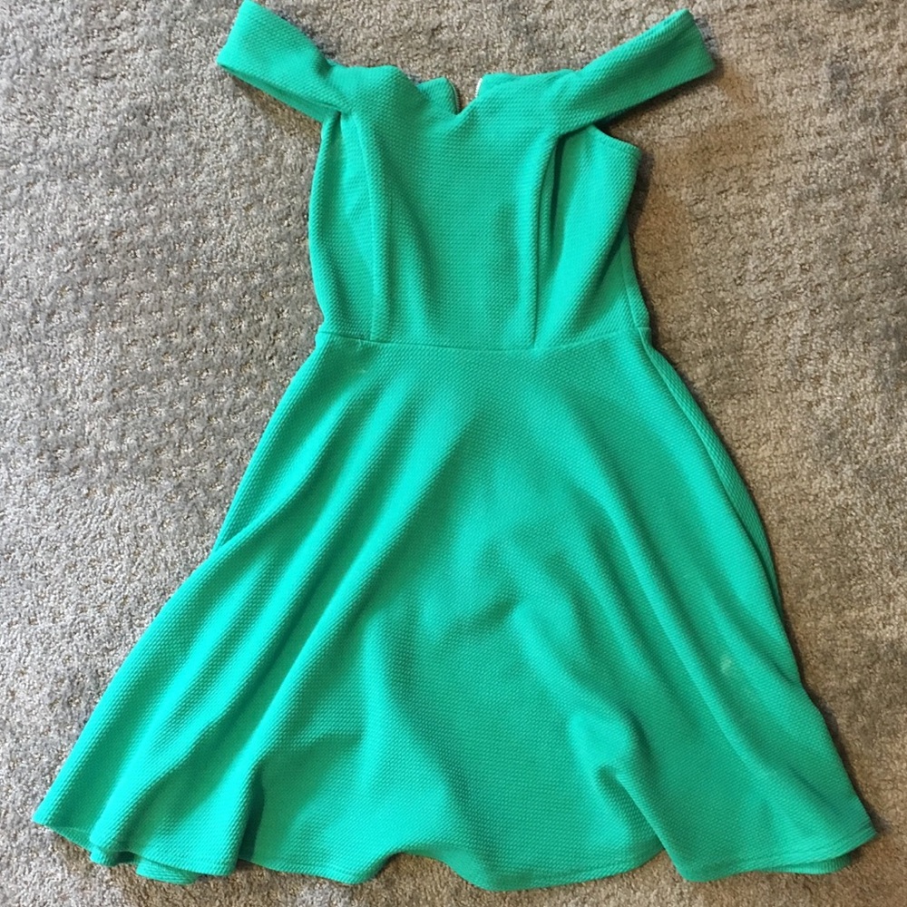 Green off the shoulder dress